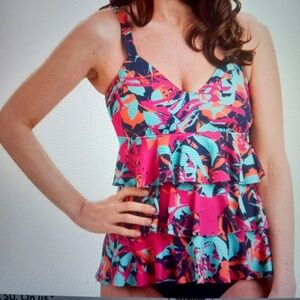 Women's Plus Bathing Suit One Piece 3 Tier Fauxkini Dolfin Size 20